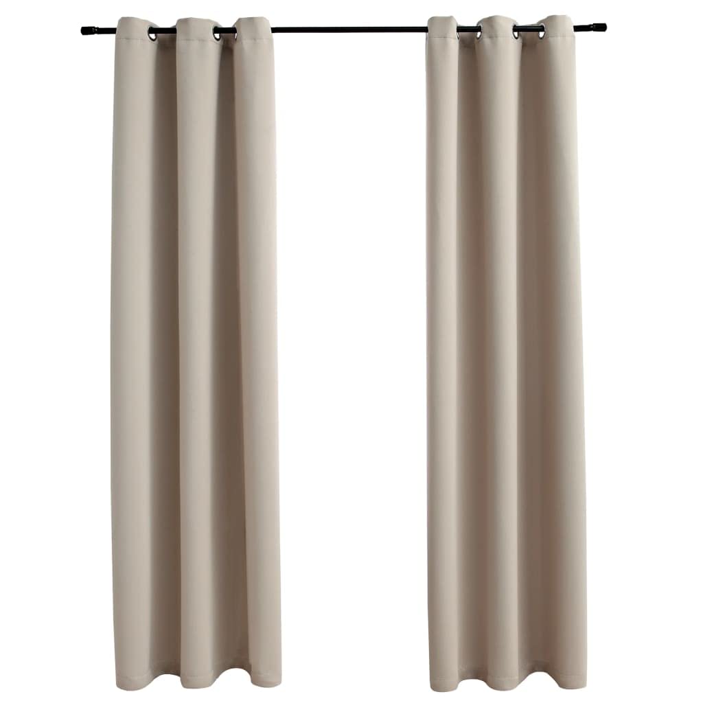 vidaXL Beige Blackout Curtains -Ring Design, Fabric (100% Polyester), Easy to Install & Clean, Light Control, Size 37"x84"