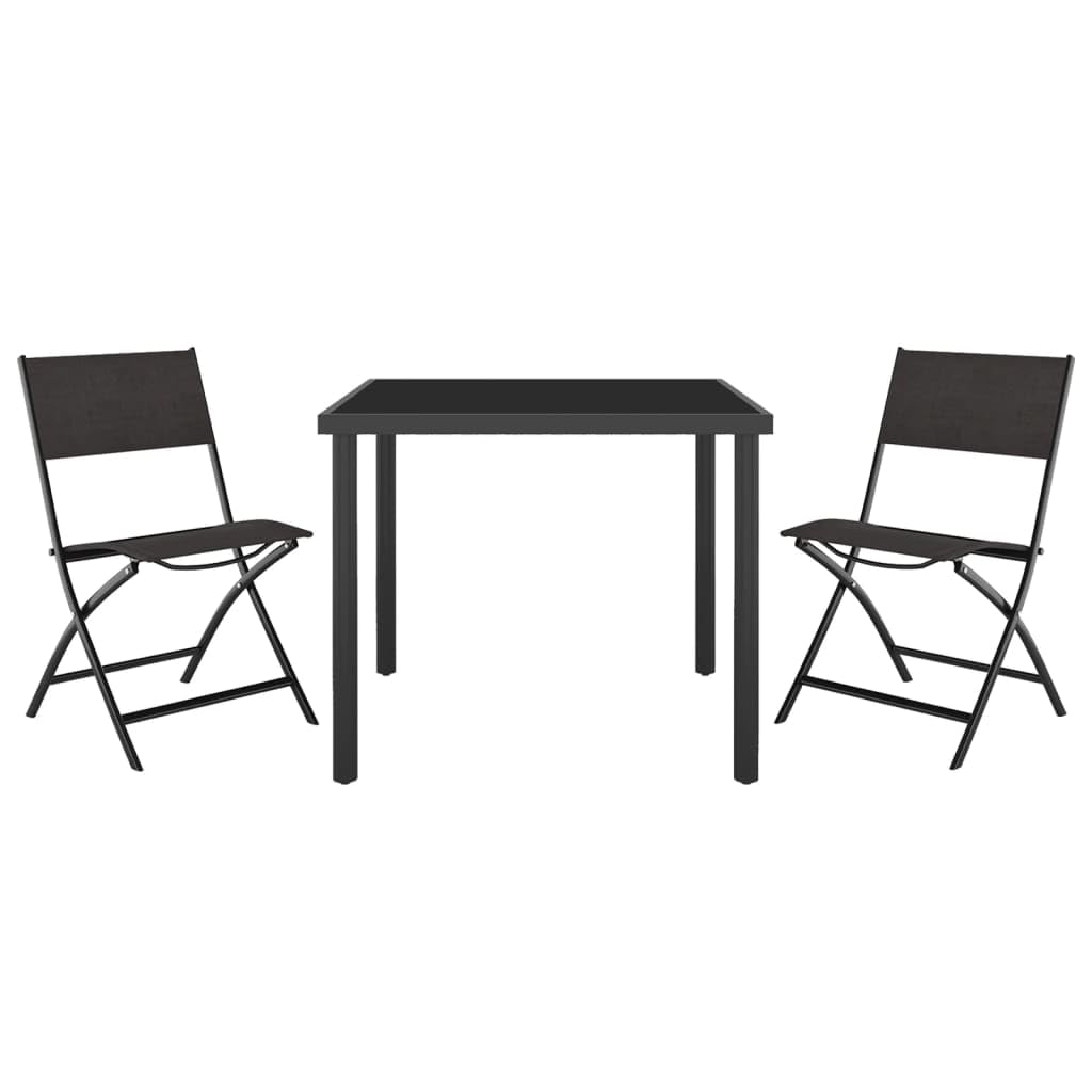 vidaXL Patio Dining Set 3 Piece Garden Outdoor Terrace Balcony Backyard Dining Dinner Dinette Table and Chair Seat Seating Furniture Steel