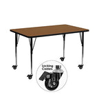 Flash Furniture Wren Mobile 24''W X 60''L Rectangular Oak Hp Laminate Activity Table - Standard Height Adjustable Legs