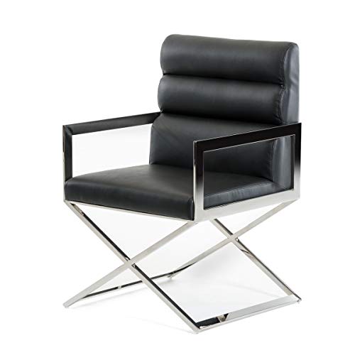 HomeRoots Furniture Kitchen Restaurant Modern Black Leatherette Dining Chair