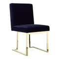 Pangea Home Dexter 18.5" Velvet & Steel Side Chair In Navy & Gold (Set Of 2)