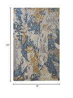 HomeRoots 513630 8 x 10 ft. Gray Blue & Gold Wool Abstract Hand Tufted Handmade Stain Resistant Rectangle Area Rug