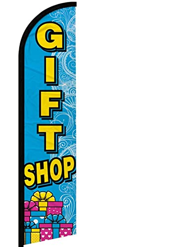 Gift Shop Windless Swooper Flag Feather Banner Sign 2.5X11.5 Ft Tall Large (Flag Only) Bf, Blue