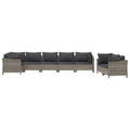 vidaXL Patio Furniture Set 8 Piece, Garden Sofa Set with Cushions, Patio Lounge Set Rattan Outdoor Sectional Sofa, Gray Poly Rattan