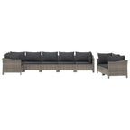 vidaXL Patio Furniture Set 8 Piece, Garden Sofa Set with Cushions, Patio Lounge Set Rattan Outdoor Sectional Sofa, Gray Poly Rattan