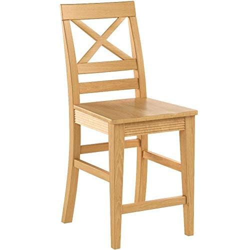 East West Furniture QUS-OAK-W Quincy Counter-Height Bar Stool - Pub Height Wooden Chairs, Set of 2, Oak
