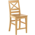 East West Furniture QUS-OAK-W Quincy Counter-Height Bar Stool - Pub Height Wooden Chairs, Set of 2, Oak