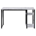 Acme Vadna Wooden Top 2-Shelf Writing Desk in Antique White and Black