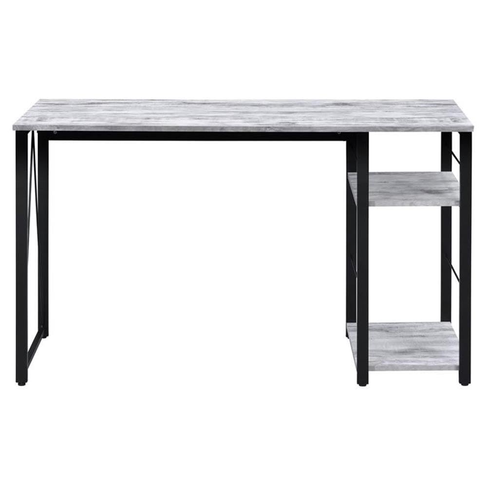 Acme Vadna Wooden Top 2-Shelf Writing Desk in Antique White and Black