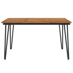 vidaXL Solid Acacia Wood Patio Table with Hairpin Metal Legs - Industrial Style Multipurpose Table for Indoor and Outdoor Use - Brown