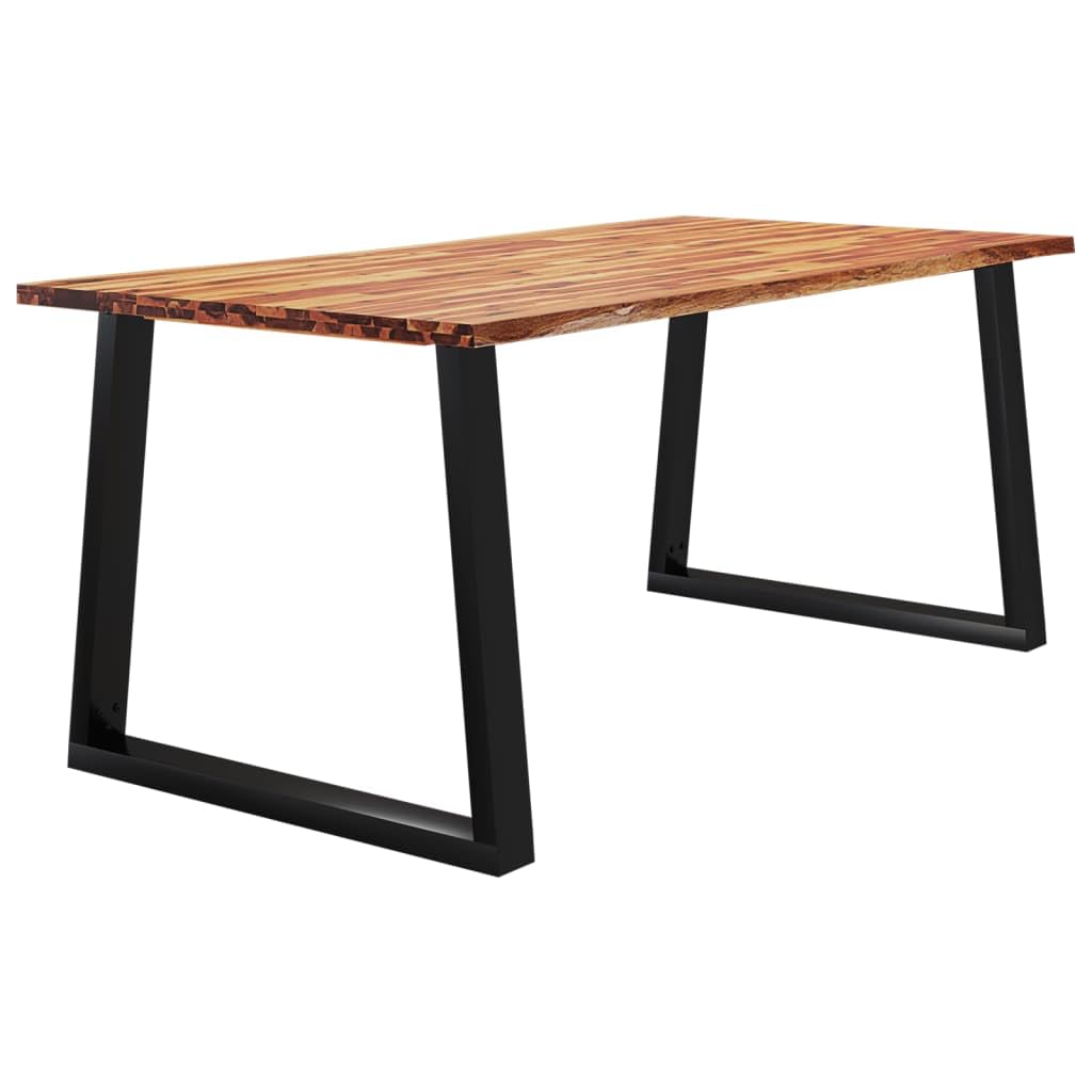 vidaXL Solid Acacia Wood Dining Table with Live Edge and Sturdy U-Shaped Legs, Perfect for Dining Room or Kitchen