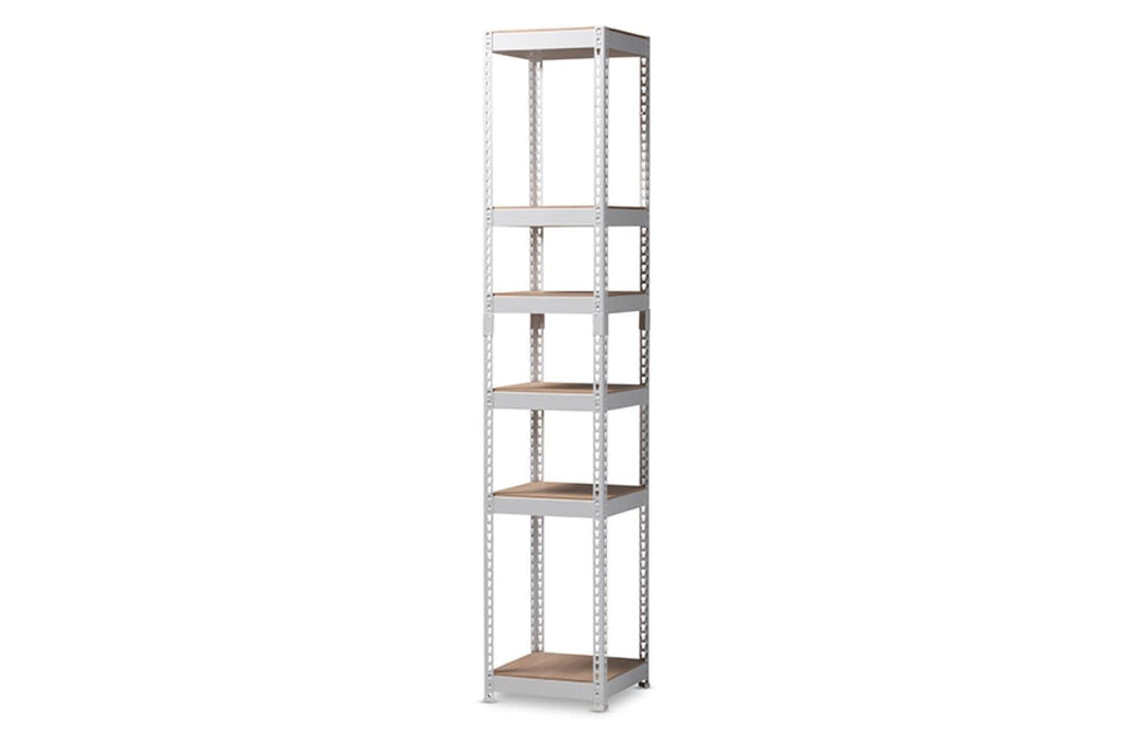 Baxton Studio Gavin Modern And Contemporary White Metal 5-Shelf Closet Storage Racking Organizer