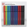 Tru Red Quick Dry Gel Pen, Stick, Fine 0.5 Mm, Assorted Ink And Barrel Colors, 12/Pack