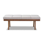 Baxton Studio Larisa Mid-Century Modern Grayish Beige Fabric Upholstered Wood Bench