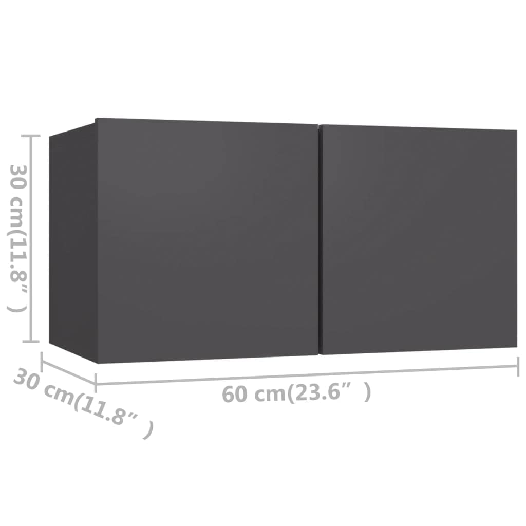 vidaXL TV Cabinet Set 3 Piece Home Living Room Furniture TV Stand HiFi Stereo Cabinet Media Unit Entertainment Center Gray Engineered Wood