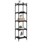 vidaXL Black 5-Tier Bookcase - Industrial Style, Engineered Wood and Metal Frame