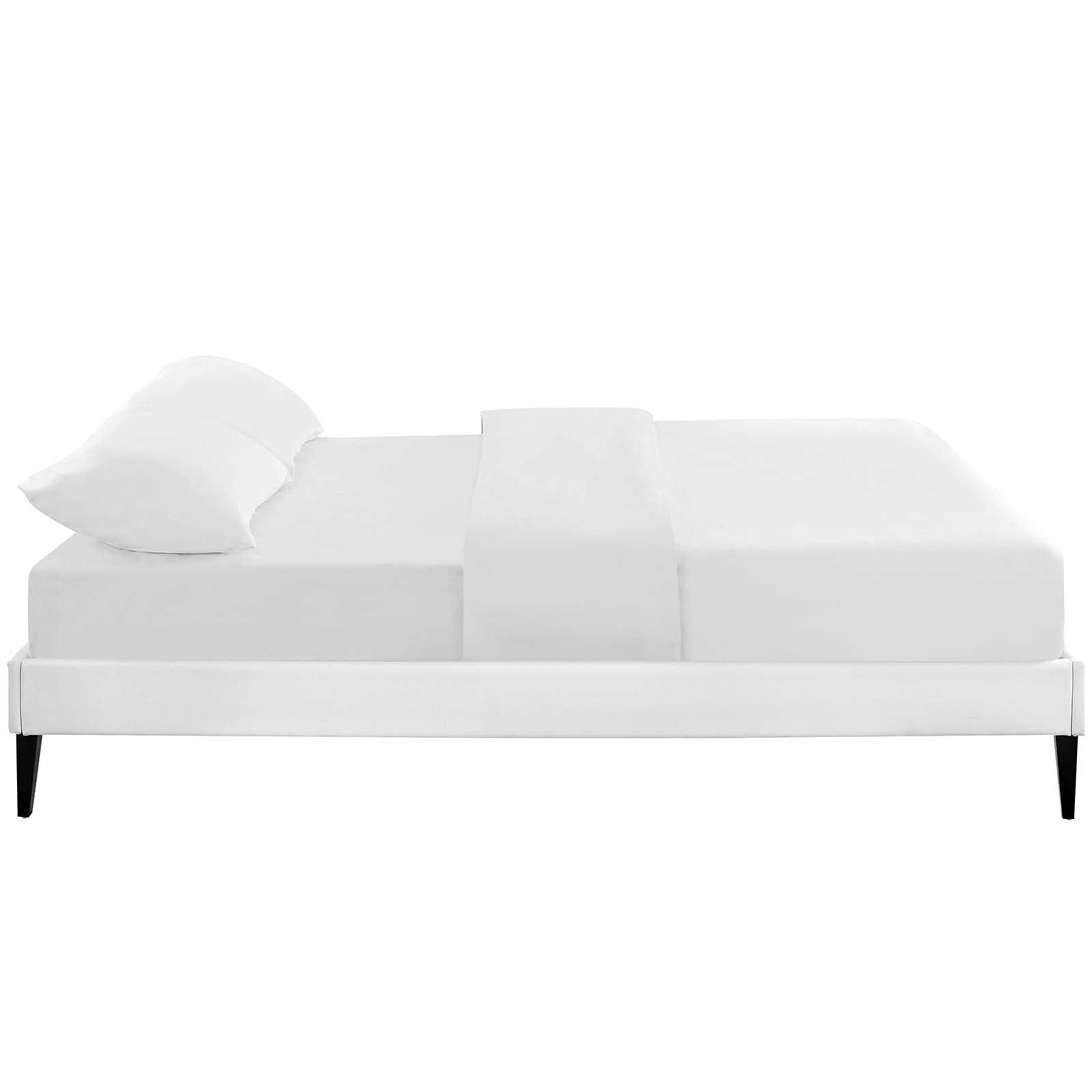 Modway Tessie Faux Leather Queen Platform Bed Frame With Wood Slat Support In White