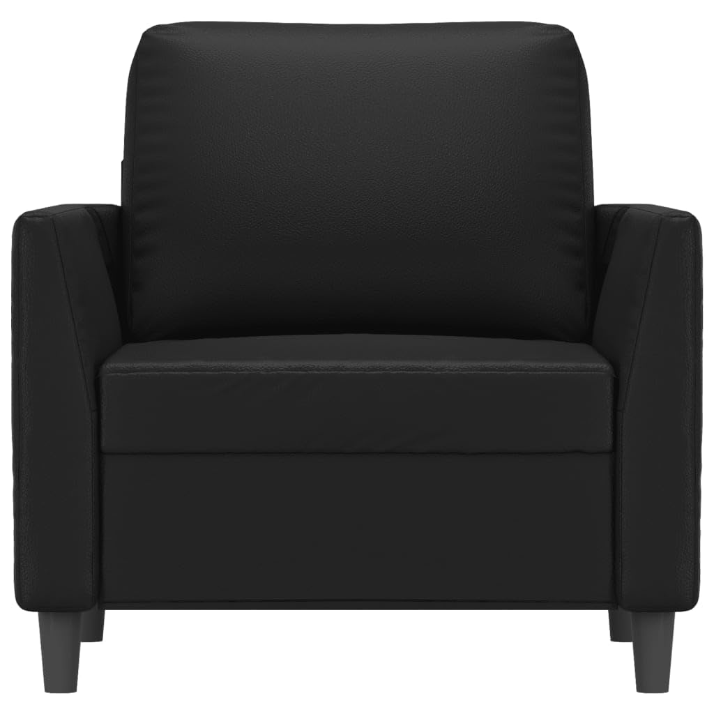 vidaXL Black Faux Leather Sofa Chair - Sturdy Metal Frame - Comfortable Padded Seat and Armrest - Modern Design