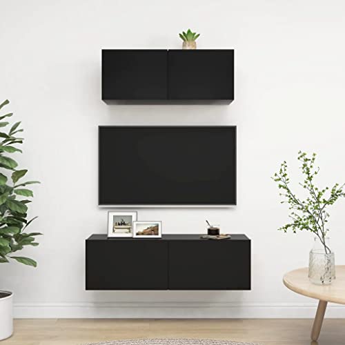 vidaXL TV Cabinet Set 2 Piece Home Living Room Furniture TV Stand HiFi Stereo Cabinet Media Unit Entertainment Center White Engineered Wood