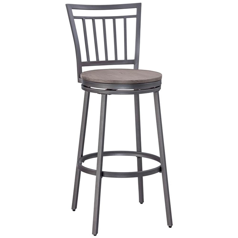 American Woodcrafters Talia Gray Metal Swivel 30-inch Seat Height Bar Stool