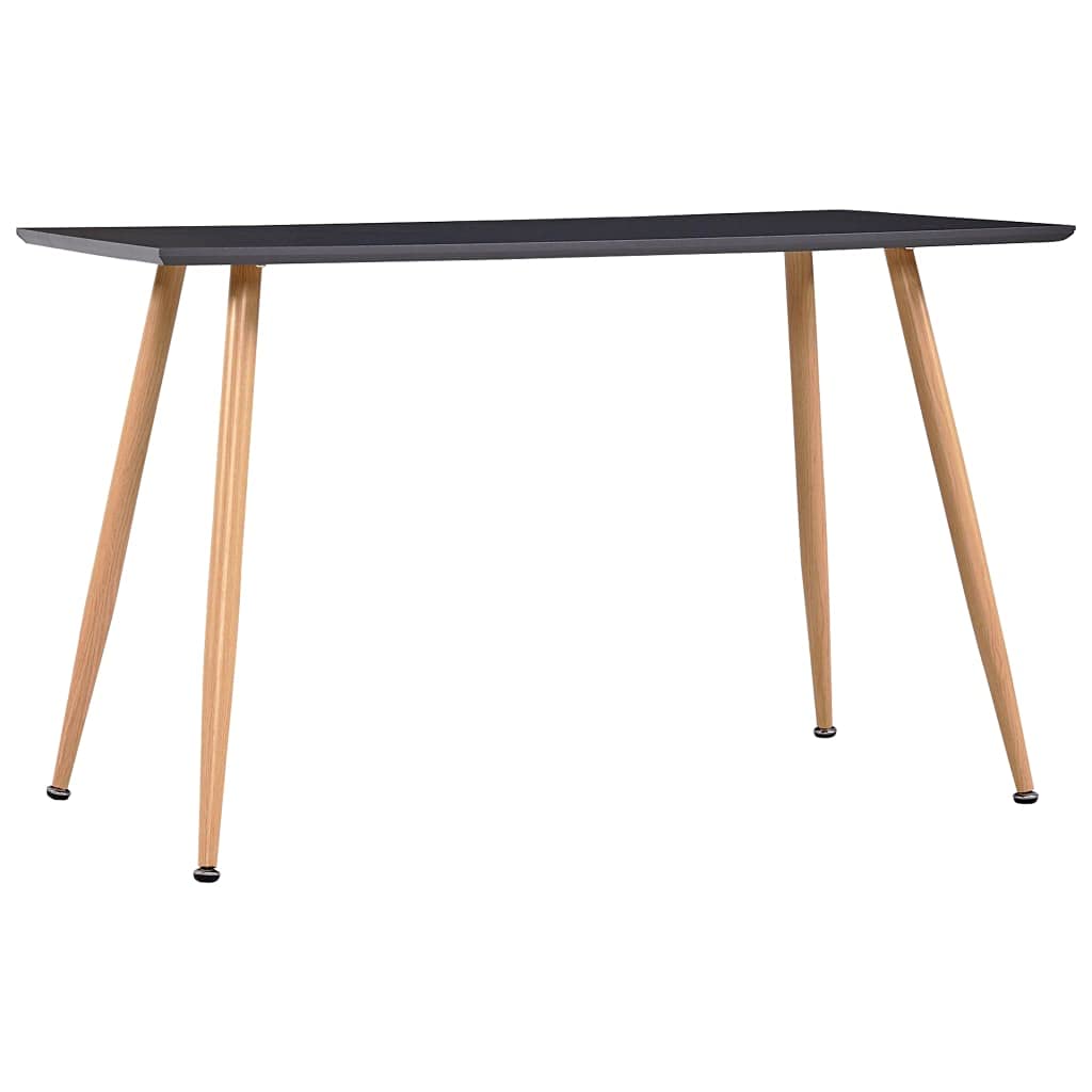 vidaXL Modern Scandinavian Design Dining Table - Gray and Oak, MDF Tabletop and Steel Legs, 47.2&quot;x23.6&quot;x29.1&quot;, Seats 6