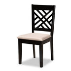 Baxton Studio Caron Modern and Contemporary Sand Fabric Upholstered Espresso Brown Finished Wood 7-Piece Dining Set