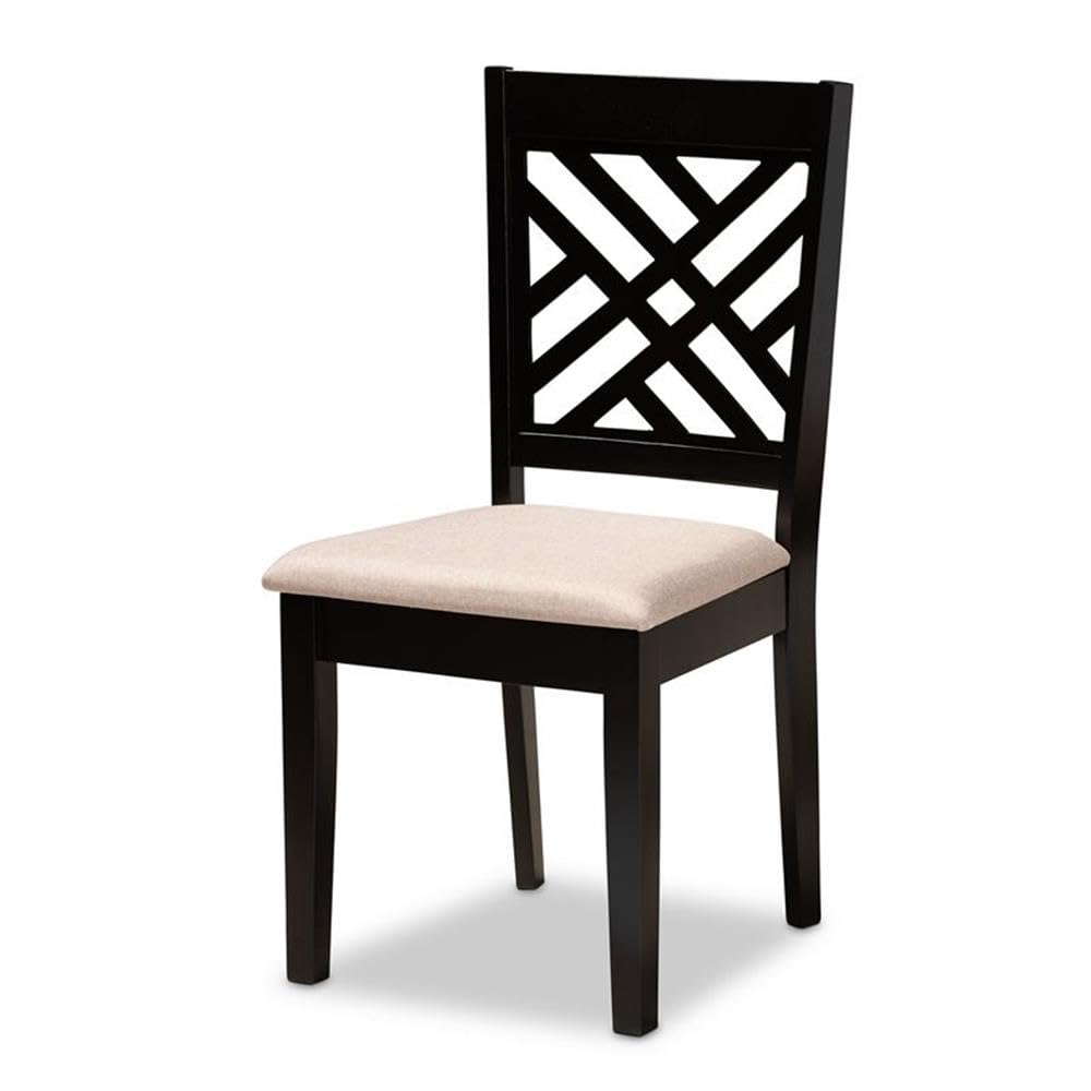Baxton Studio Caron Modern and Contemporary Sand Fabric Upholstered Espresso Brown Finished Wood 7-Piece Dining Set