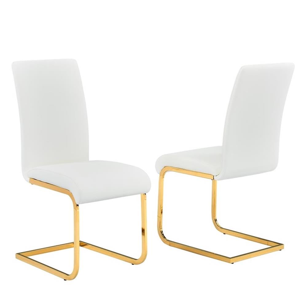 Best Master Furniture T01 Dining Side Chairs (Set of 2) White (Gold) Upholstered