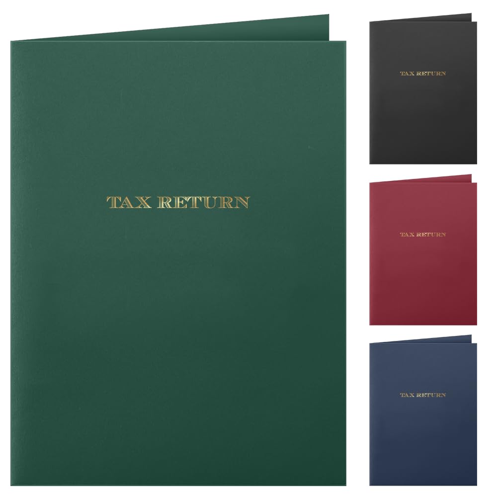 The Gallery Collection, 25 Count, Green, Tax Return Pocket Folders, Gold Foil Stamped, For Tax Professionals (9 X 12)