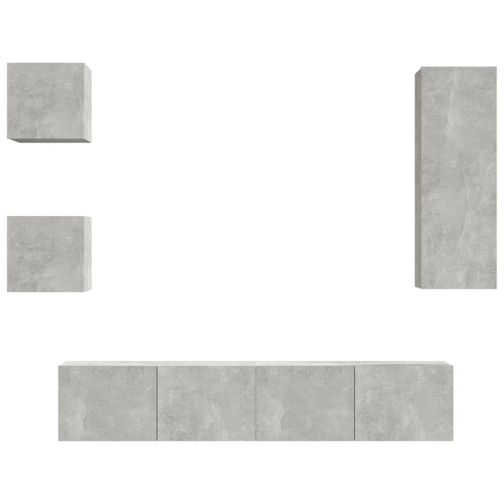 vidaXL 5 Piece TV Cabinet Set Concrete Gray Engineered Wood