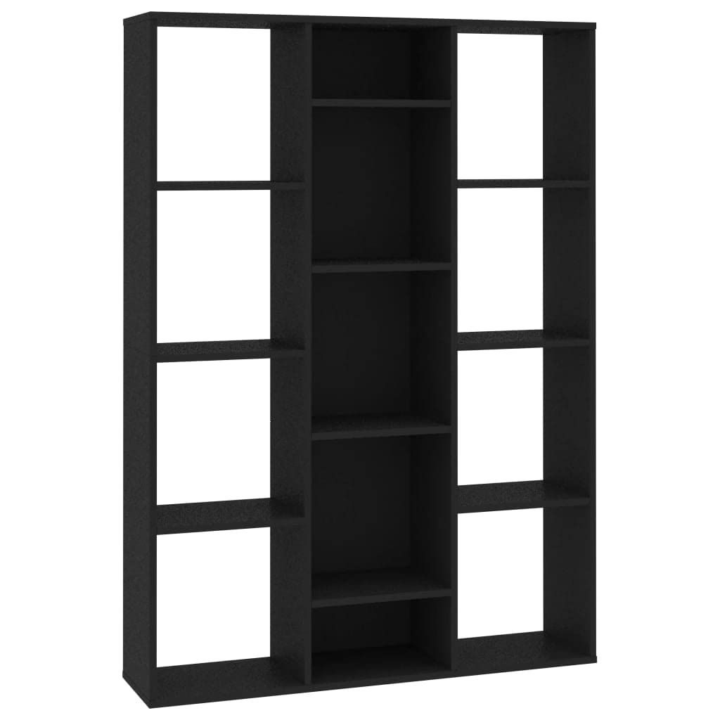 Vidaxl Room Divider, Room Divider Bookcase For Living Room, Display Bookshelf Storage Organizer, Modern Scandinavian Style, Black Engineered Wood