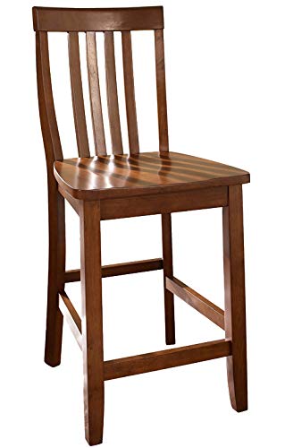 Crosley Furniture Drop Leaf Kitchen Island/Breakfast Bar With 24-Inch Schoolhouse Stools - White / Classic Cherry