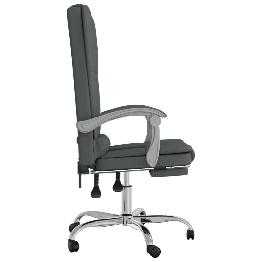vidaXL Dark Gray Massage Reclining Office Chair - Adjustable Backrest and Height, Swivel Design with Rolling Castors, Metal and Plywood Frame