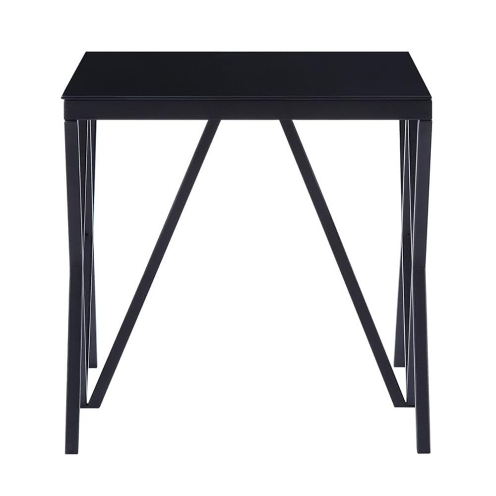 Acme Magenta Square Glass Top End Table in Black