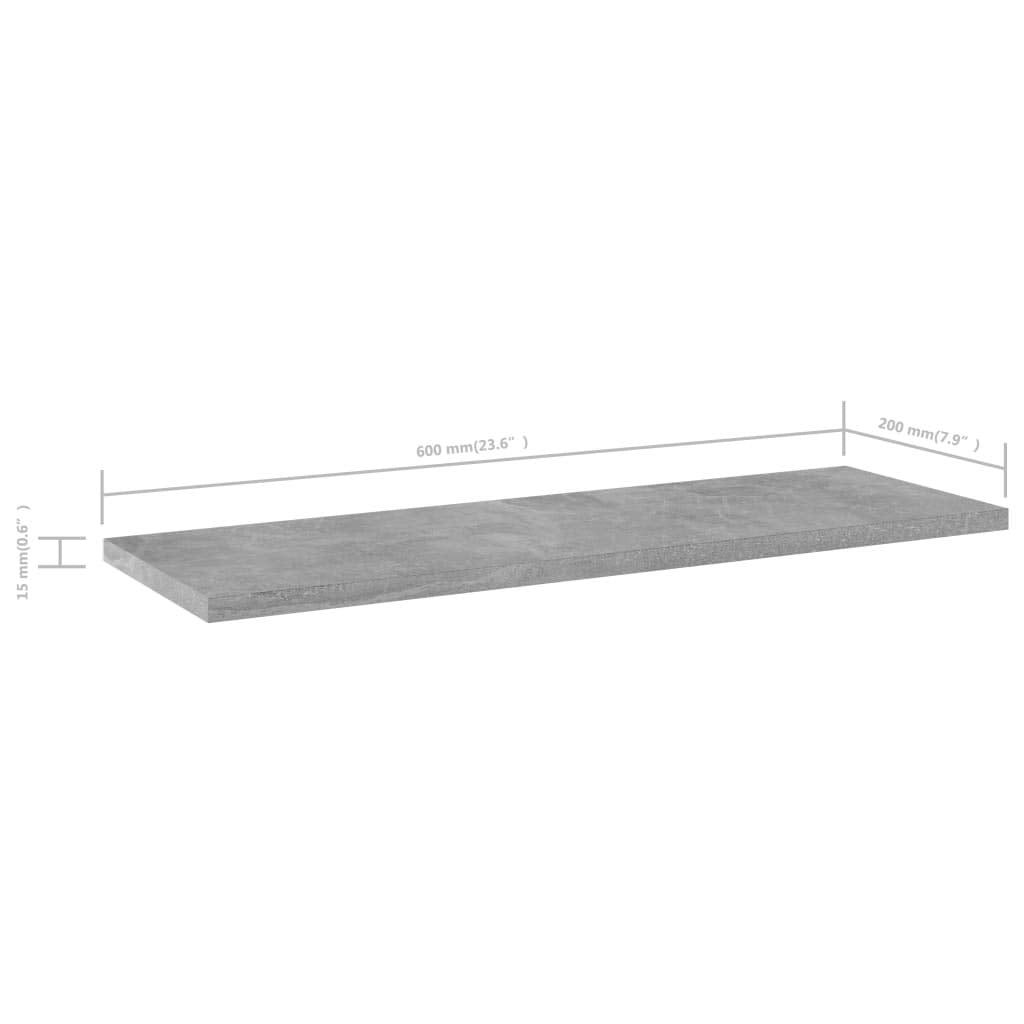 vidaXL Bookshelf Boards 4pcs in Concrete Gray, 23.6x7.9x0.6 - Replaceable Shelving Units Made from Engineered Wood for Multipurpose Storage