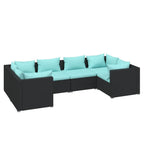vidaXL Patio Lounge Set 6 Piece with Cushions Garden Outdoor Lawn Yard Terrace Balcony Seat Seating Sofa Furniture Poly Rattan Black