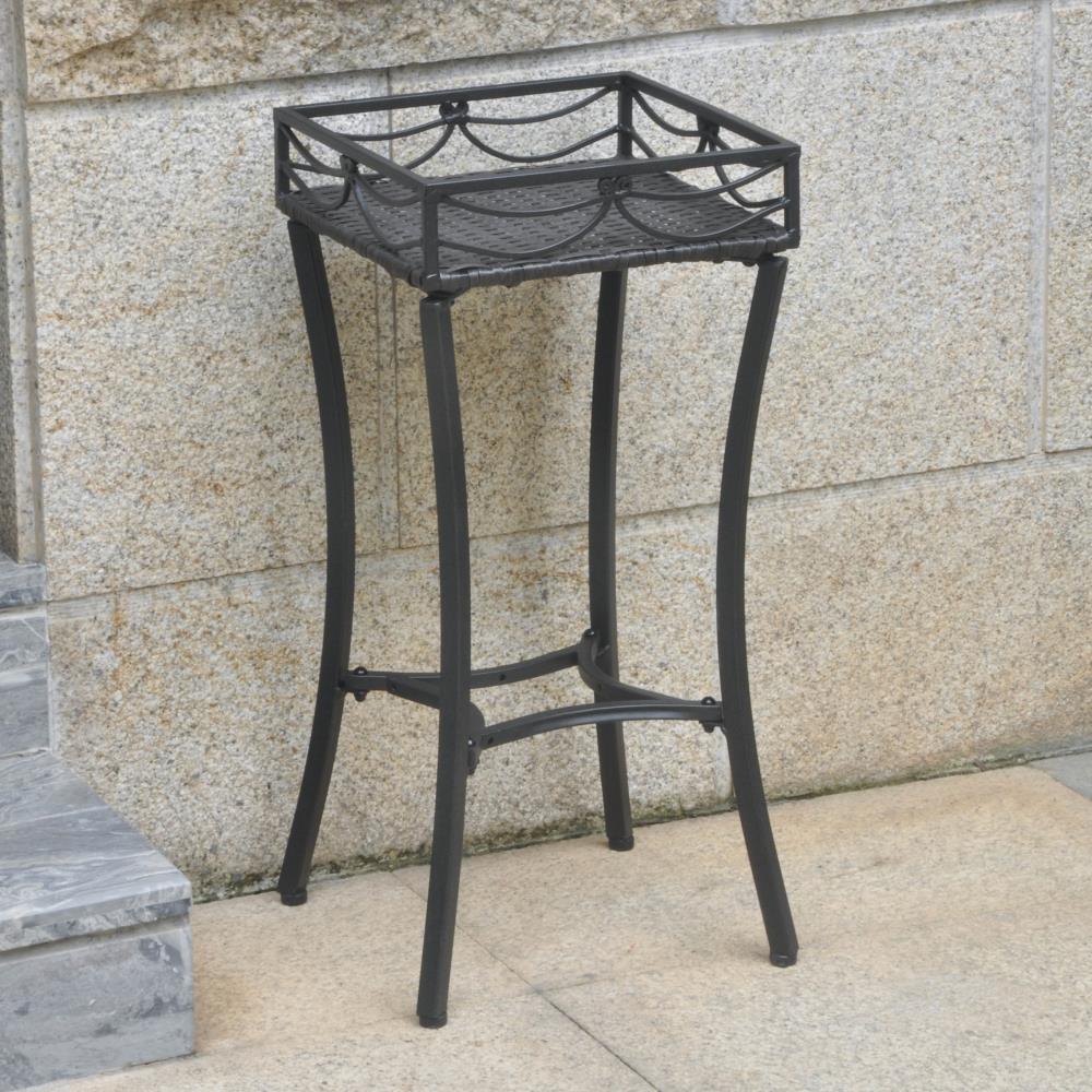 Valencia Resin Wicker/Steel Square Plant Stand -Black