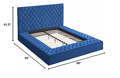 Better Home Products Cosmopolitan Velvet Upholstered Platform King Bed in Gray