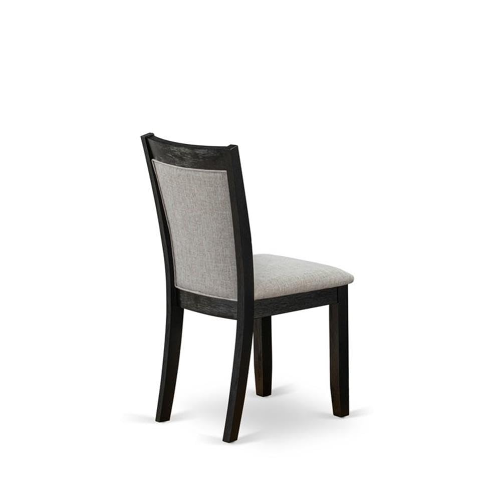 East West Furniture DMMZ5-AB6-06 5 Piece Dining Table Set for 4 Includes a Round Kitchen Table with Dropleaf and 4 Shitake Linen Fabric Parson Dining Chairs, 42x42 Inch, Wirebrushed Black