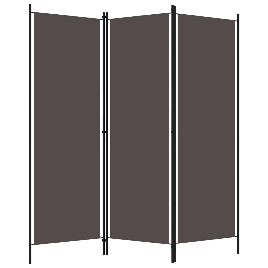 vidaXL Anthracite 3-Panel Room Divider/Partition - 59.1&quot;x70.9&quot; - Powder-Coated Iron Frame, Fabric Screens - for Bedroom, Living Room or Office - Industrial, Modern Style, Easy Assembly