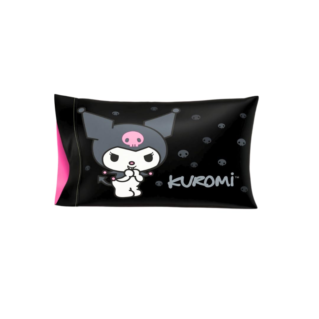 Franco Collectibles Hello Kitty & Friends My Melody & Kuromi Beauty Silky Satin Standard Reversible Pillowcase Cover 20X30 For H