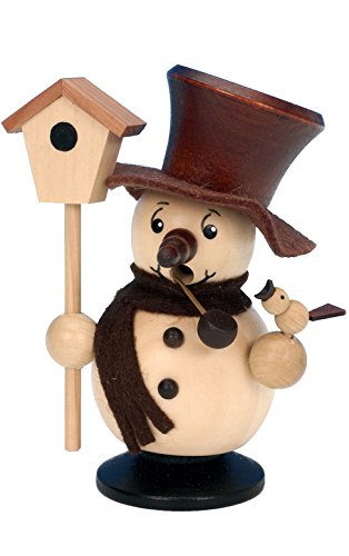 Alexander Taron Importer 35-616 Christian Ulbricht Incense Burner-Snowman With Birdhouse (Natural) -4" H X 3.25" W X 2.5" D, Brown