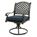 iPatio Manhattan Cast Aluminum Dining Swivel Rocker with Cushion, Denim Blue, Set of 2