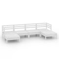 vidaXL 6-Piece White Patio Lounge Set - Solid Pinewood Garden Furniture Set - Outdoor Living Room Seating Arrangement