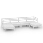 vidaXL 6-Piece White Patio Lounge Set - Solid Pinewood Garden Furniture Set - Outdoor Living Room Seating Arrangement