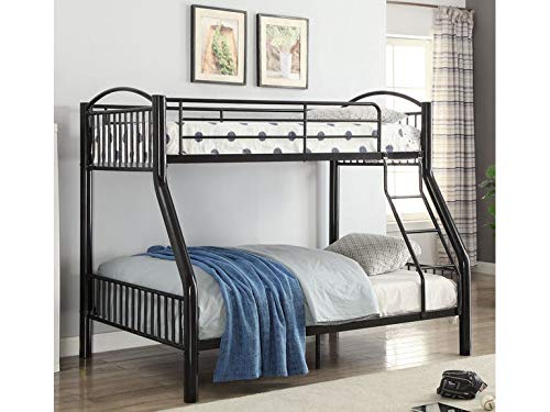 HomeRoots Beddings 78' X 56' X 67' Twin Over Full Black Bunk Bed