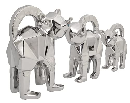 Afd Home Mirrored Chrome Cat Family Set Of 3