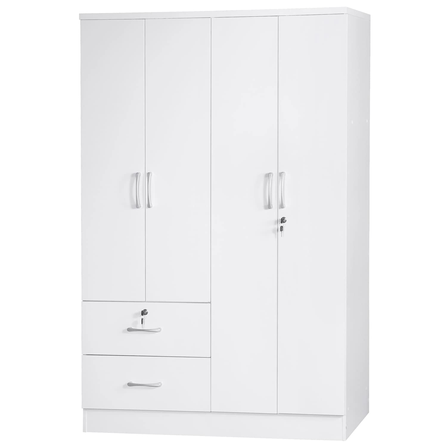 Better Home Products Luna Modern Wood 4 Doors 2 Drawers Armoire in White