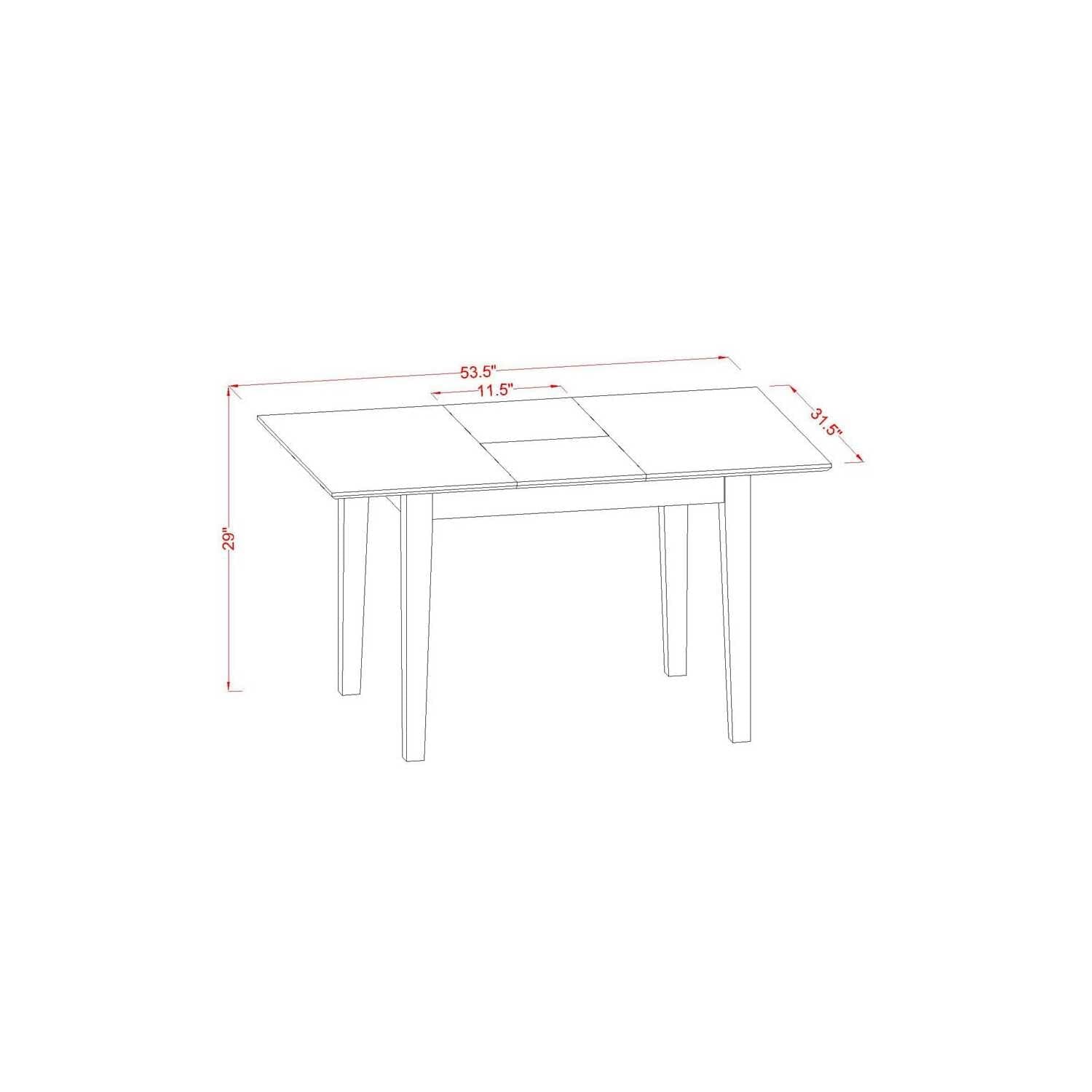 East West Furniture Nfve3-Whi-15 3 Piece Dining Room Table Set Contains A Rectangle Kitchen Table With Butterfly Leaf And 2 Baby Blue Linen Fabric Parson Chairs, 32X54 Inch, Linen White