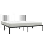 vidaXL Classic Bed Frame with Headboard, Robust Powder-Coated Steel Construction, Extra Under Bed Storage, Elegant Design, Easy Assembly, Black, 72"x83.9"